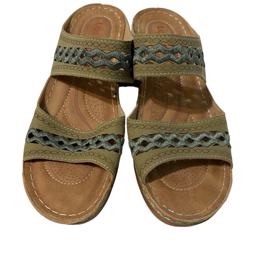 Lostis Sandals EU 40 US 9 Green Leather Slides
